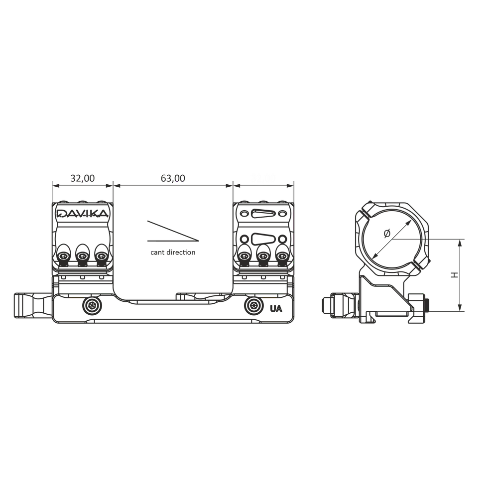Attacco per cannocchiale 30mm | base Picatinny QD Ergo