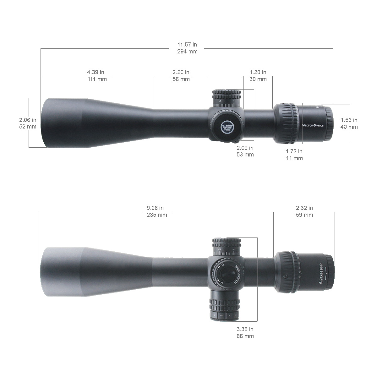 Vector Optics Veyron 6-24x44 IR First Focal Plane cannocchiale da puntamento illuminato per fucile