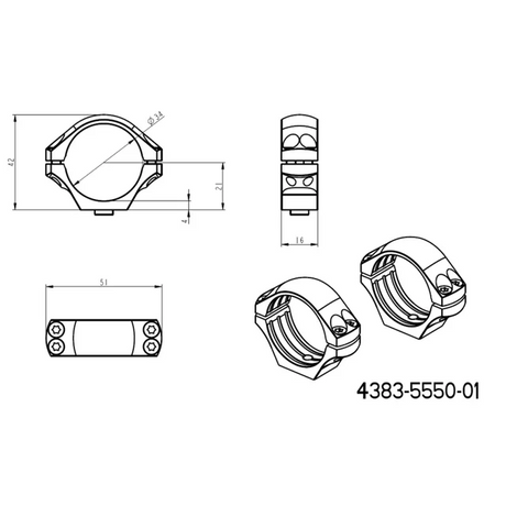 34mm anelli per ottiche | lunga base tattica Picatinny QD