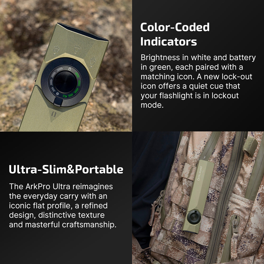 Olight ArkPro Ultra | torcia EDC piatta 4-in-1 | 1.700 lm - Olive Green