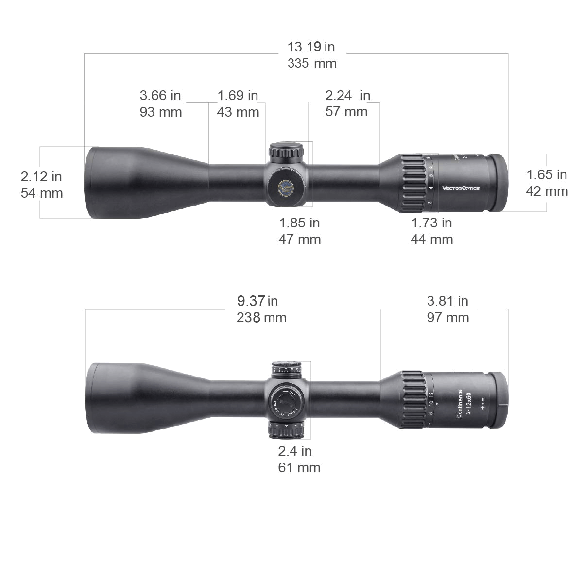 Vector Optics Continentale 2-12x50 SFP cannocchiale ottica 