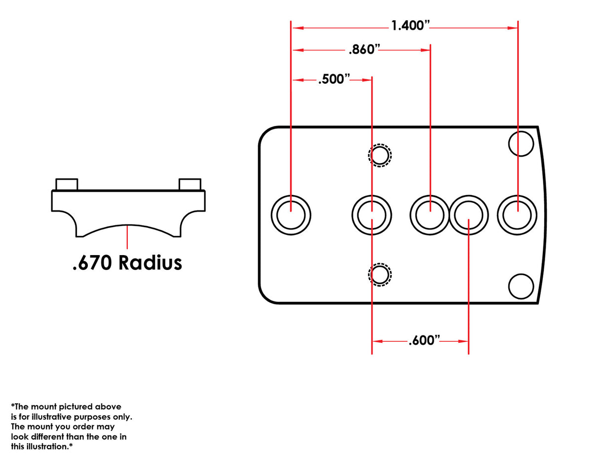 Attacco red dot universale per shotgun / rifle [.670’’ Radius] | Trijicon RMR impronta