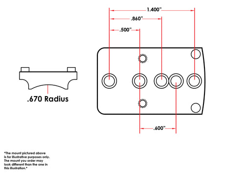 Attacco red dot universale per shotgun / rifle [.670’’ Radius] | Trijicon RMR impronta
