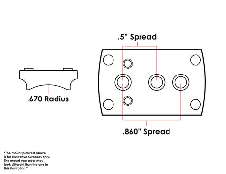 Attacco red dot universale per shotgun / rifle [.670’’ Radius] tipo S [RMSc DPP K-series impronta]