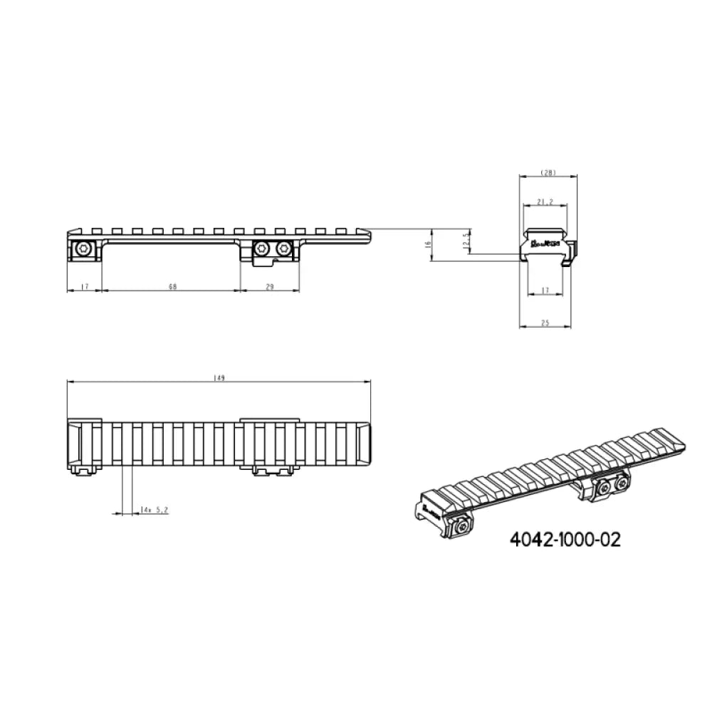 CZ 550 & CZ 557 slitta Picatinny | Corta