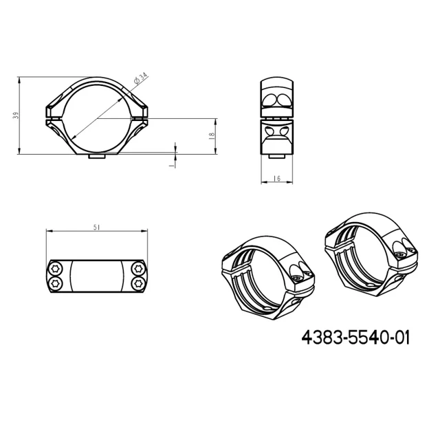 34mm anelli per ottiche | lunga base tattica Picatinny QD 