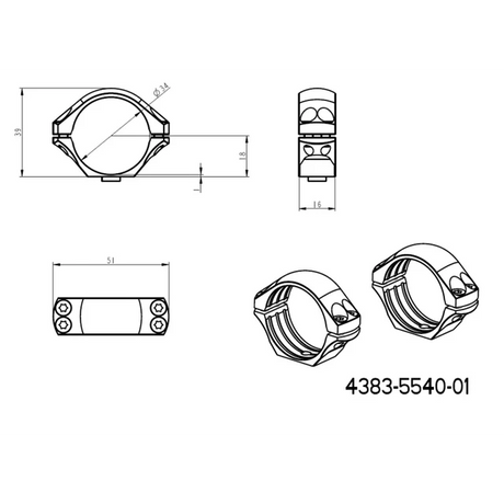 34mm anelli per ottiche | lunga base tattica Picatinny QD 