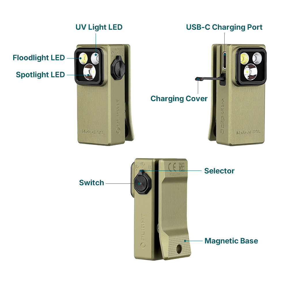 Olight Oclip Ultra | luce EDC 3-in-1 con clip | 530 lm - Olive Green