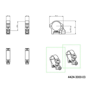 anelli per cannocchiale 30mm | slitta Picatinny con leva - Basso